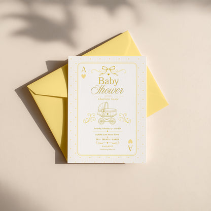 Card Deck Baby Invitation - Yellow