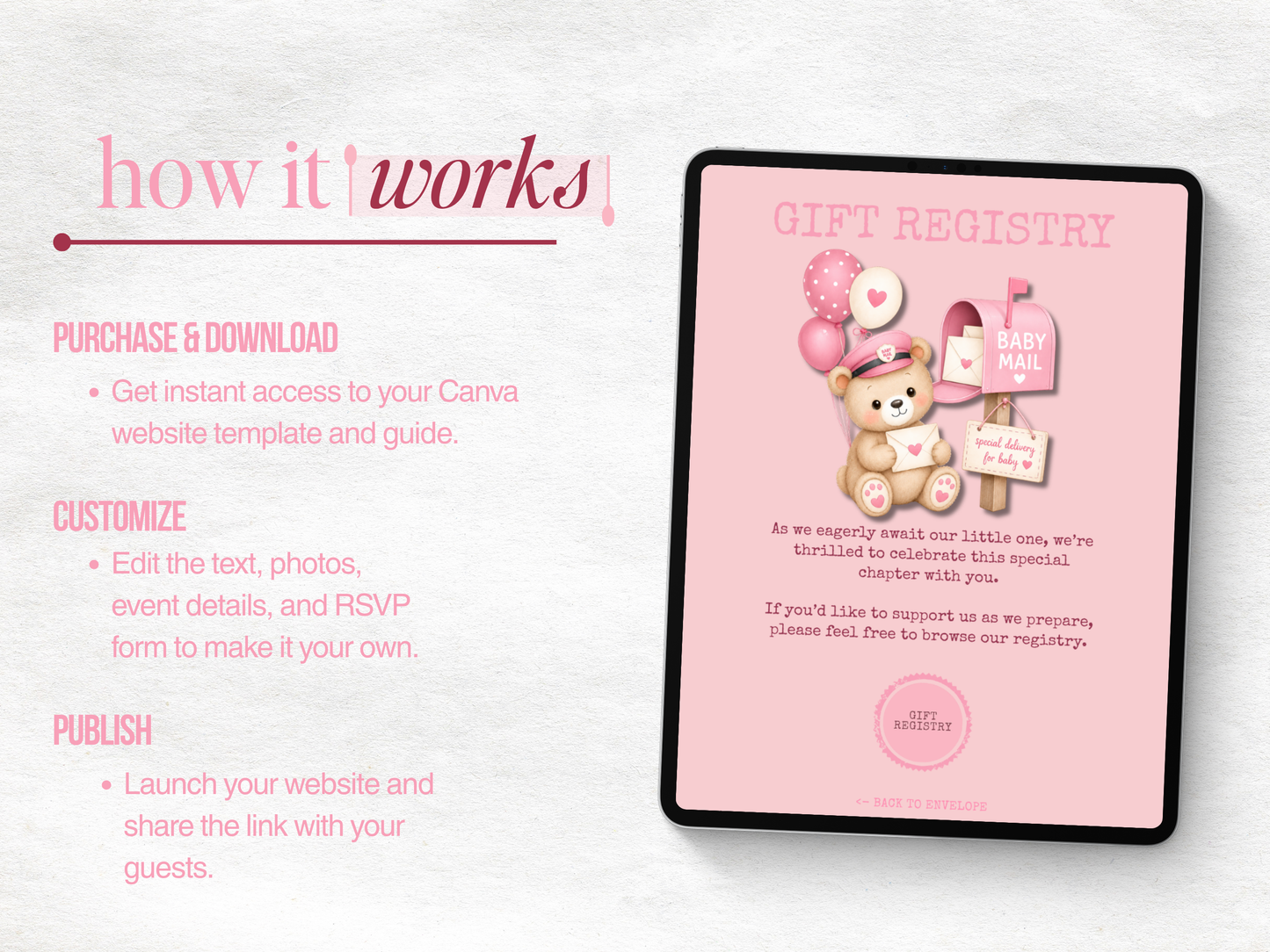 Baby Mail Baby Shower Website - Pink