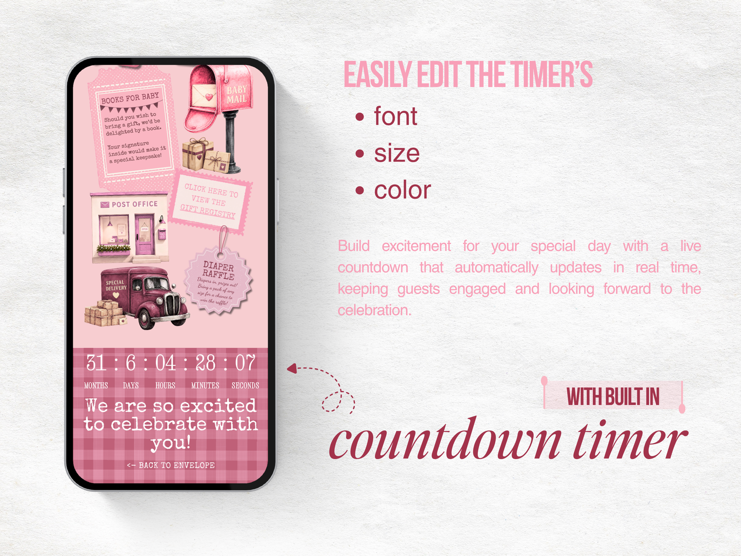 Baby Mail Baby Shower Website - Pink