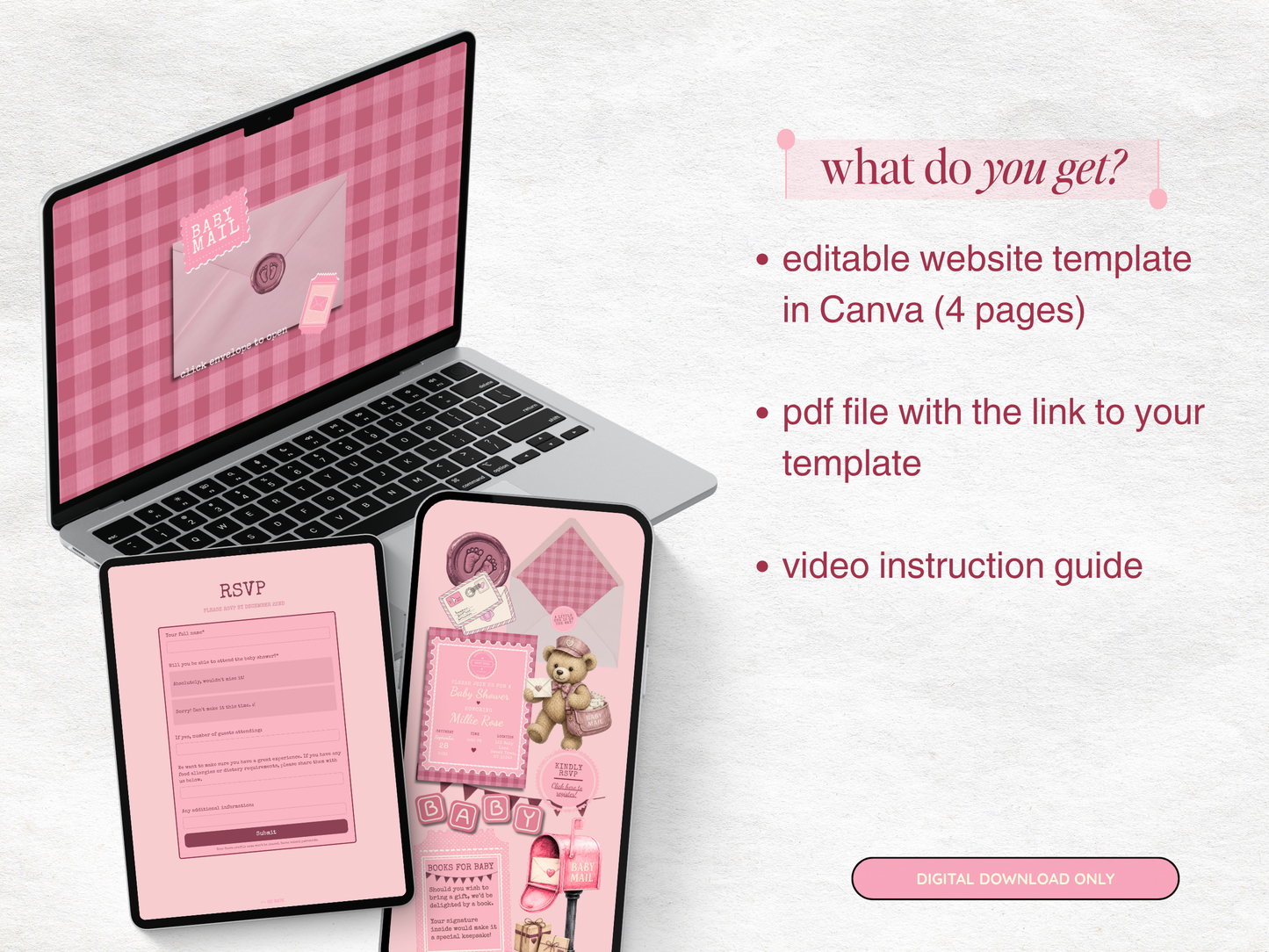 Baby Mail Baby Shower Website - Pink
