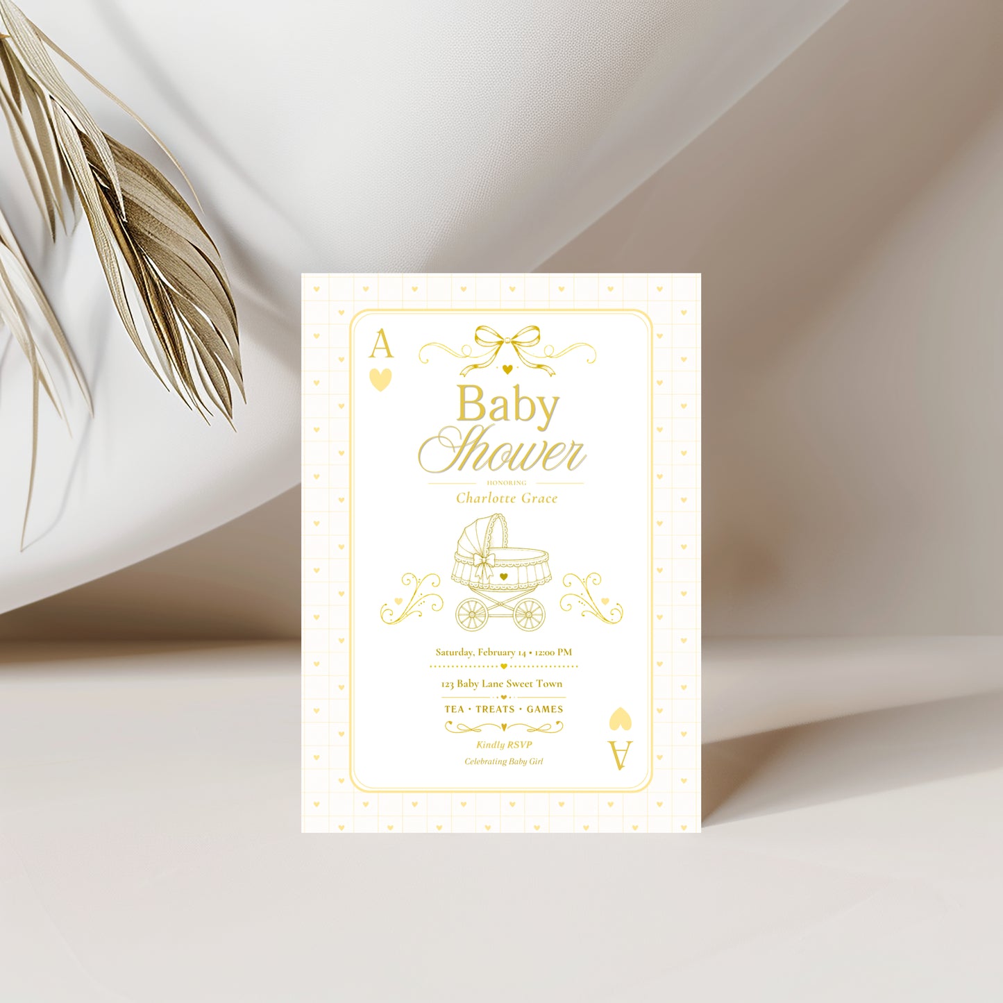 Card Deck Baby Invitation - Yellow