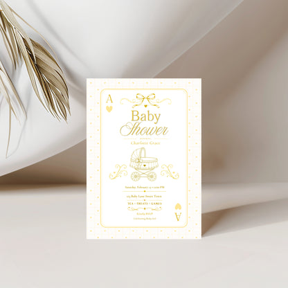 Card Deck Baby Invitation - Yellow