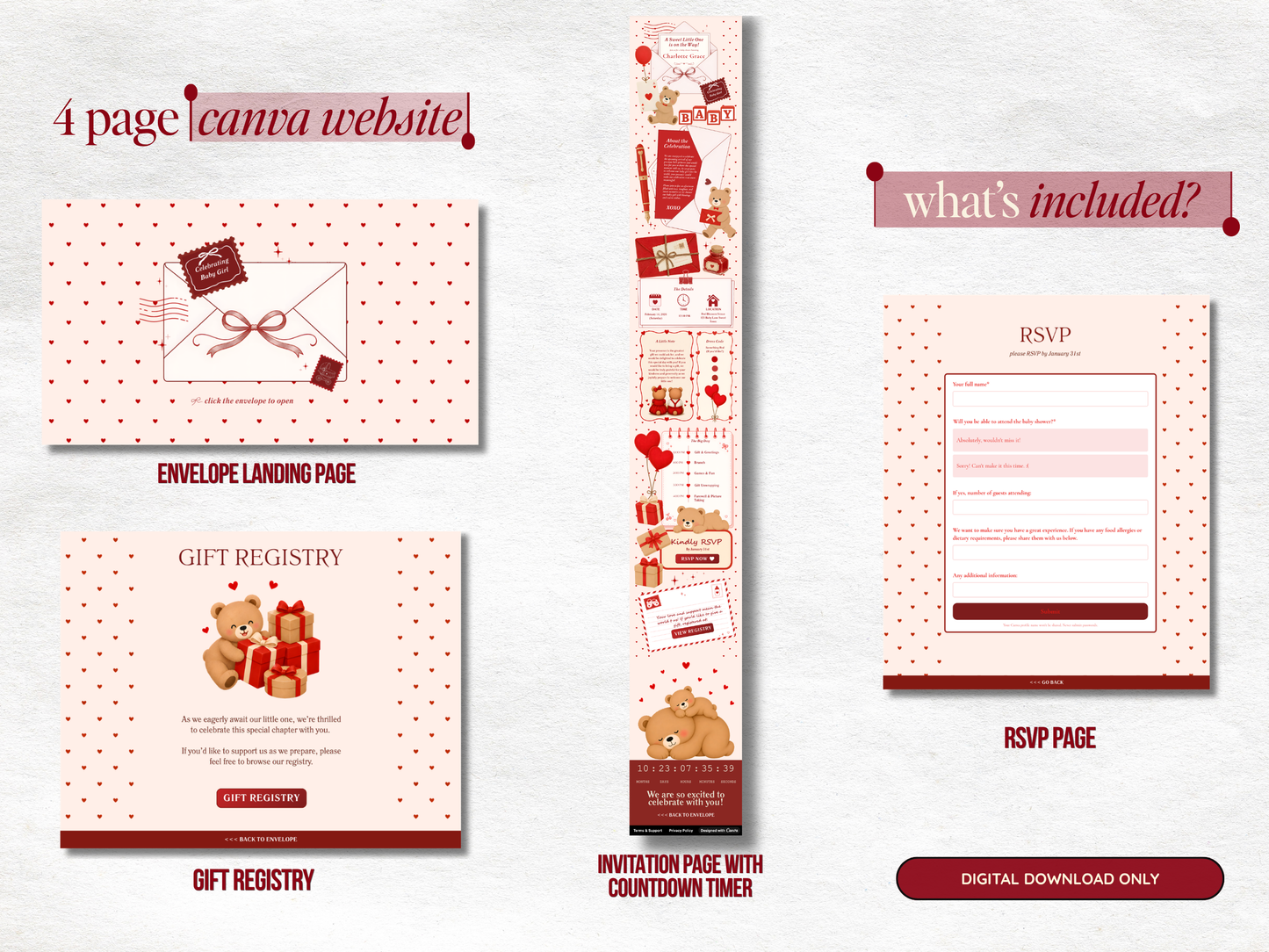 Red Bear Baby Shower Website