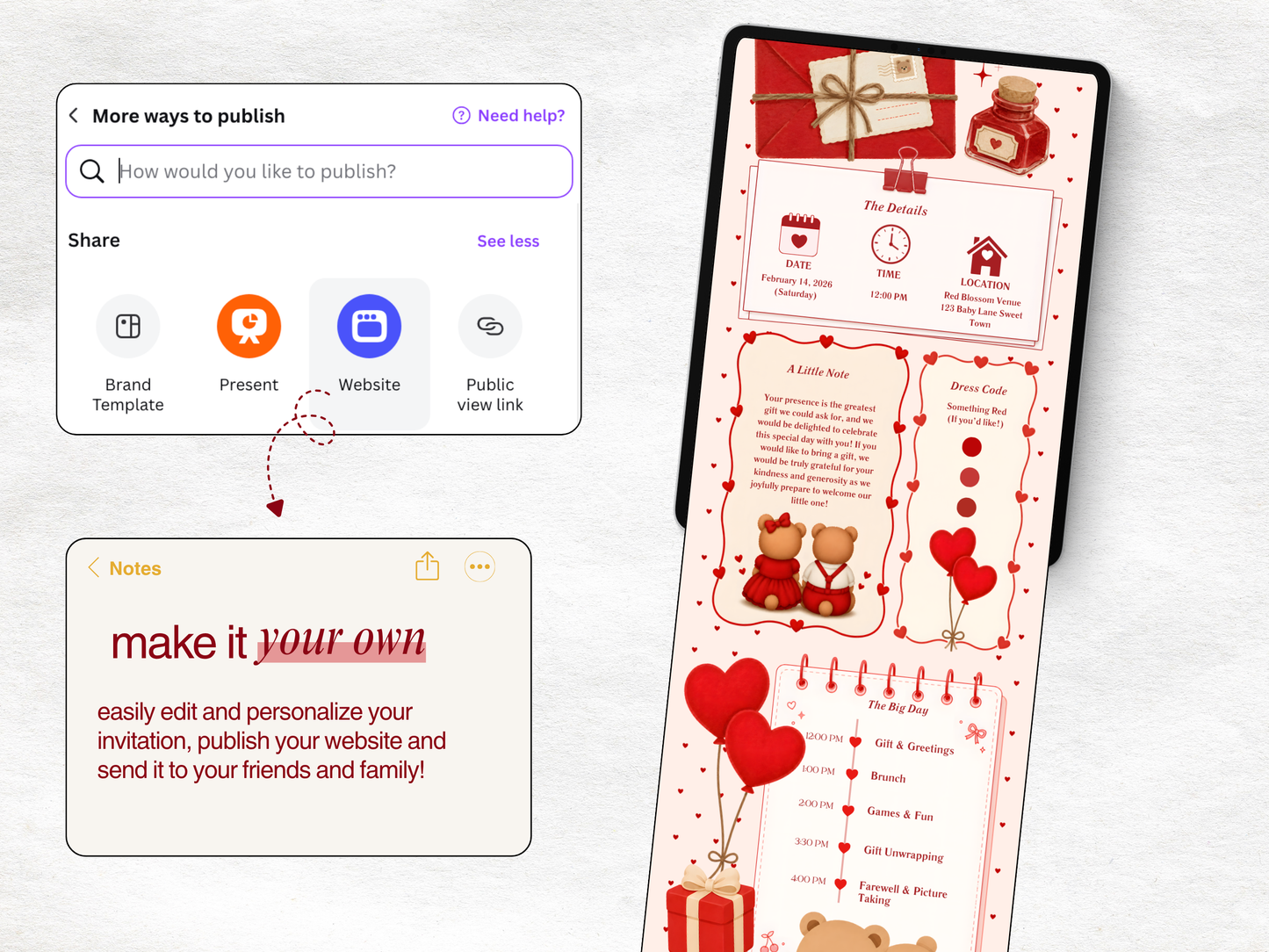 Red Bear Baby Shower Website