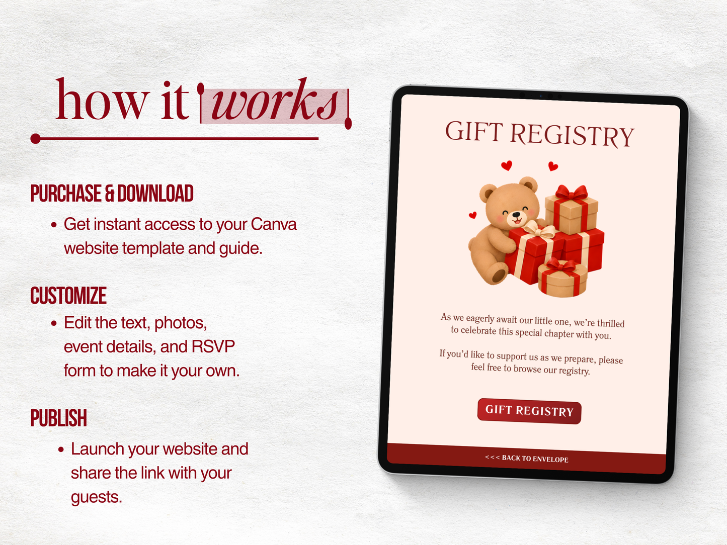 Red Bear Baby Shower Website