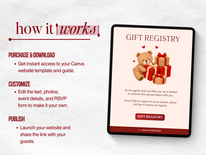 Red Bear Baby Shower Website
