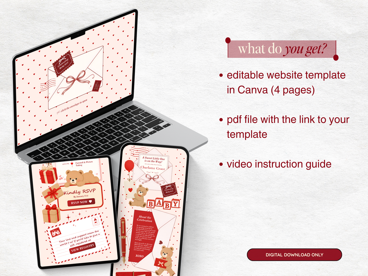 Red Bear Baby Shower Website