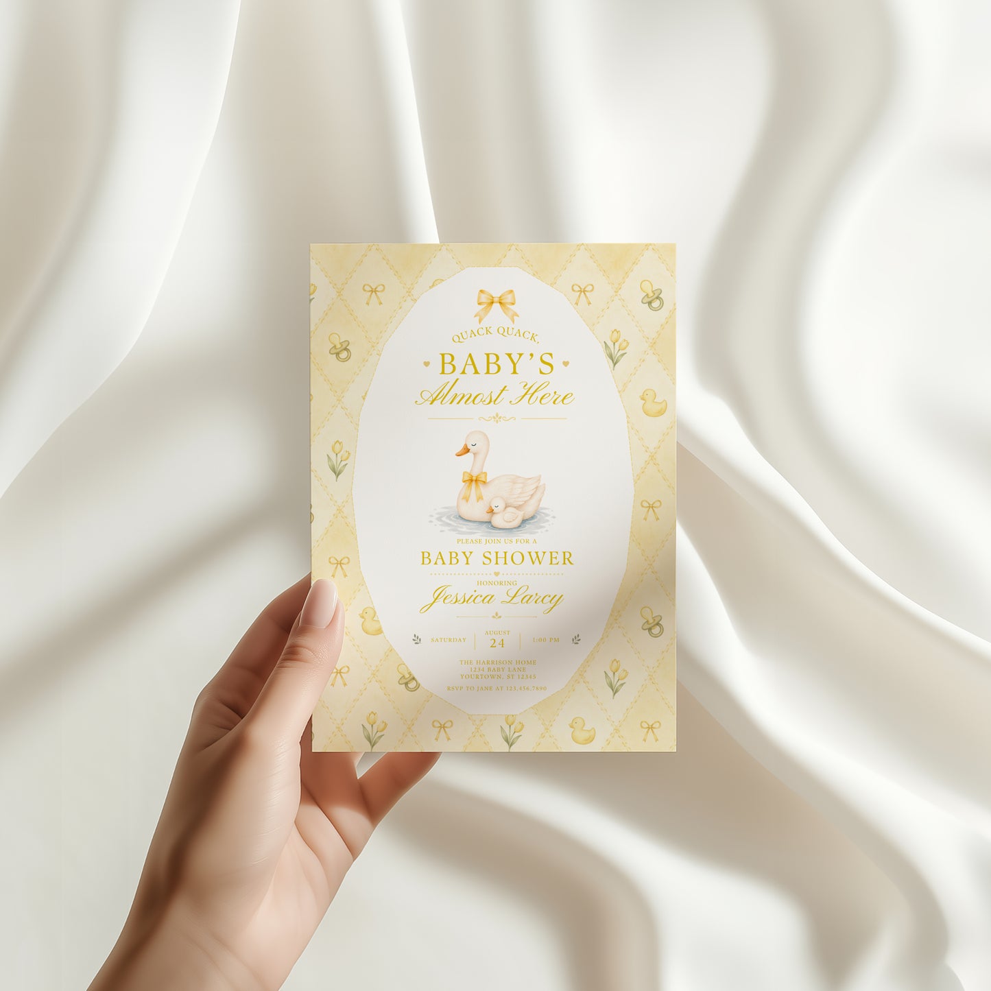 Silly Goose Baby Invitation - Yellow