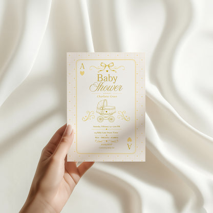 Card Deck Baby Invitation - Yellow