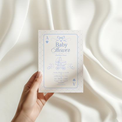 Card Deck Baby Invitation - Blue