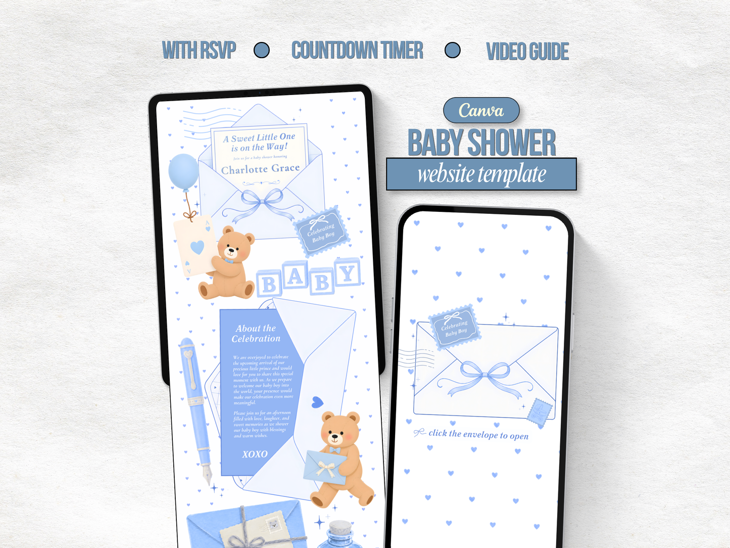 Blue Bear Baby Shower Website