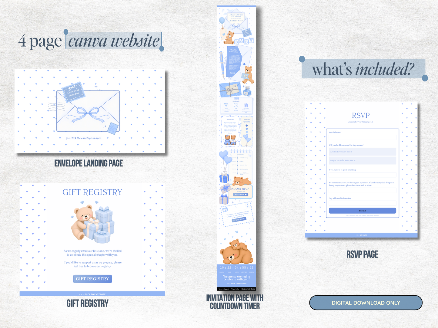 Blue Bear Baby Shower Website