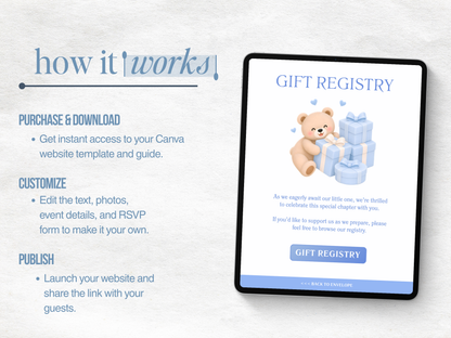 Blue Bear Baby Shower Website