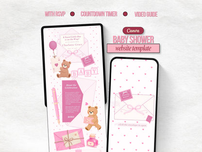 Pink Bear Baby Shower Website