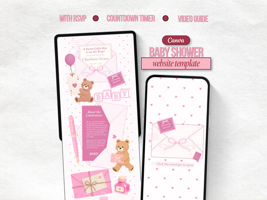 Pink Bear Baby Shower Website