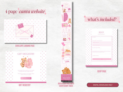 Pink Bear Baby Shower Website