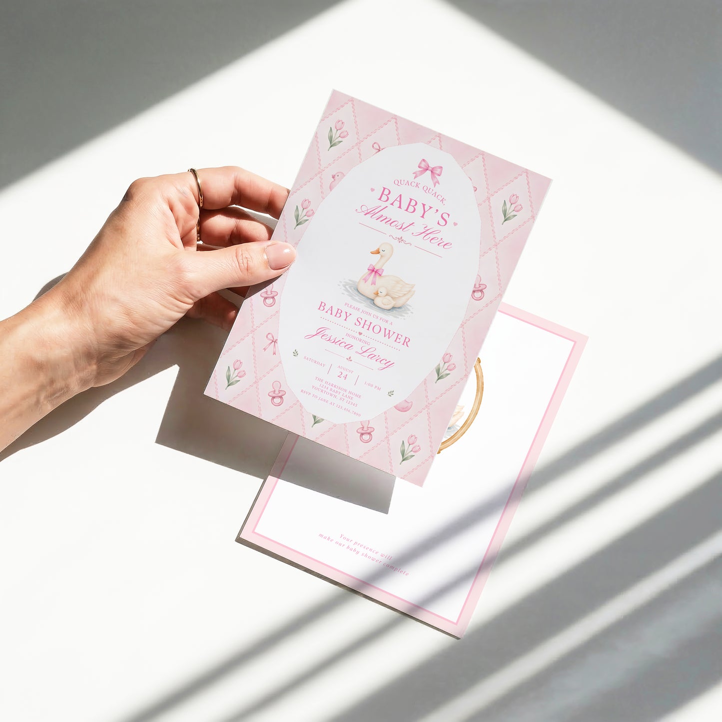 Silly Goose Baby Invitation - Pink