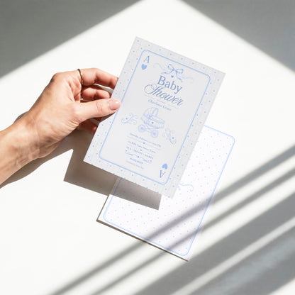 Card Deck Baby Invitation - Blue