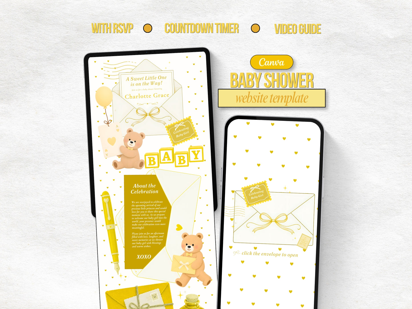 Yellow Bear Baby Shower Website