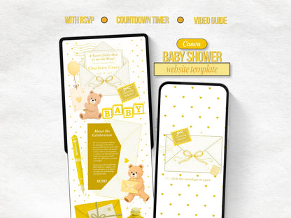 Yellow Bear Baby Shower Website