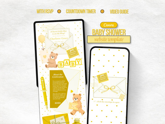 Yellow Bear Baby Shower Website