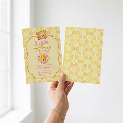 A Little Honey Yellow Baby Invitation - Pink