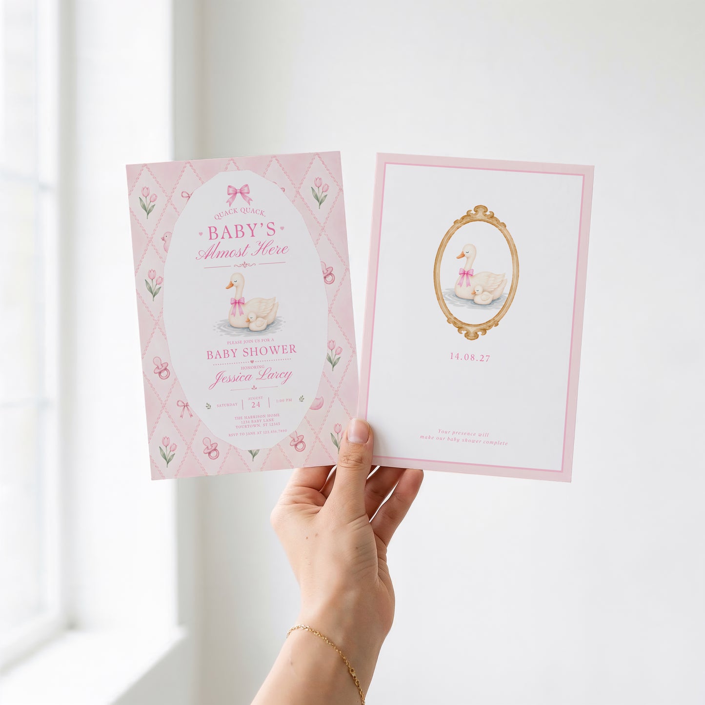 Silly Goose Baby Invitation - Pink