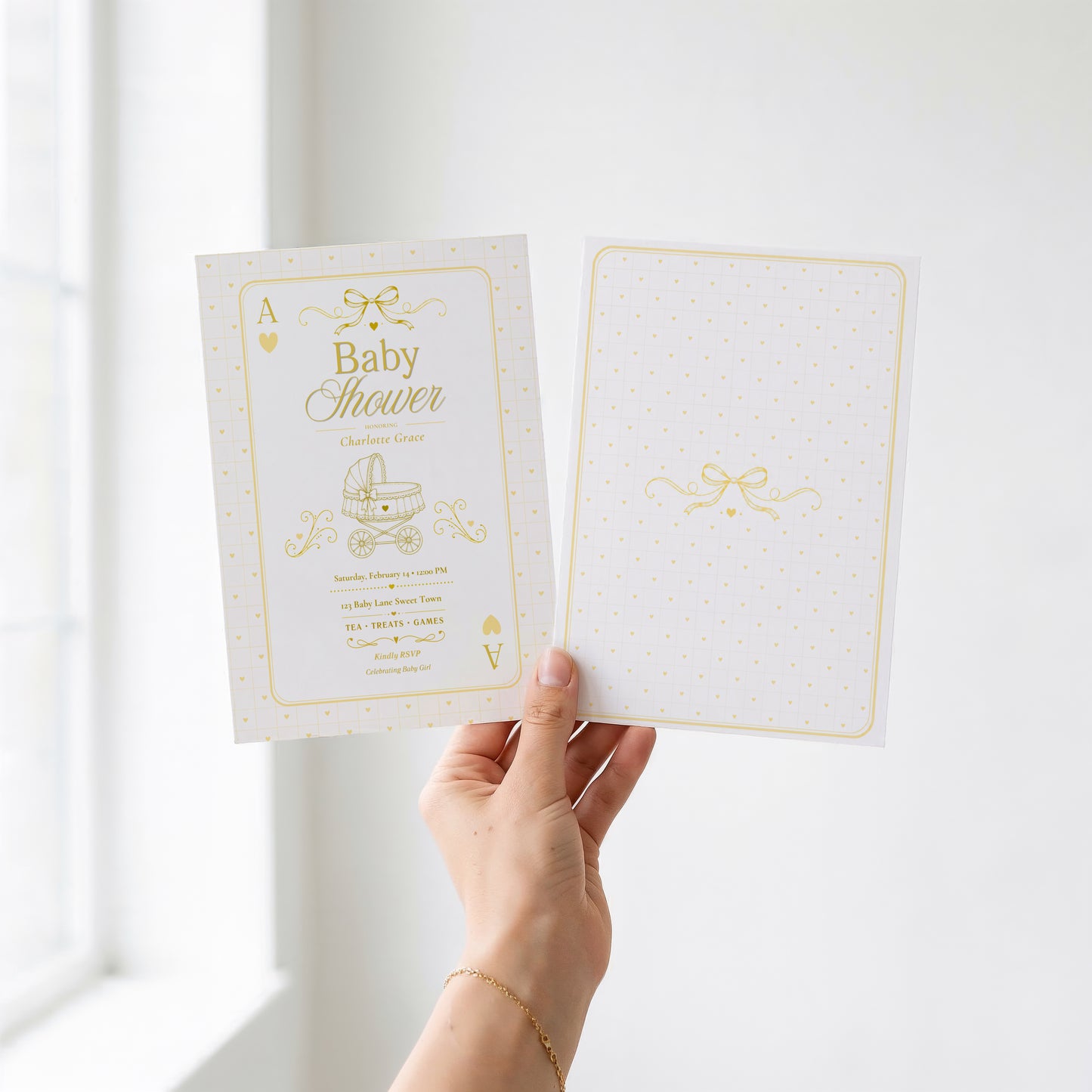 Card Deck Baby Invitation - Yellow