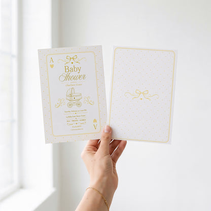 Card Deck Baby Invitation - Yellow