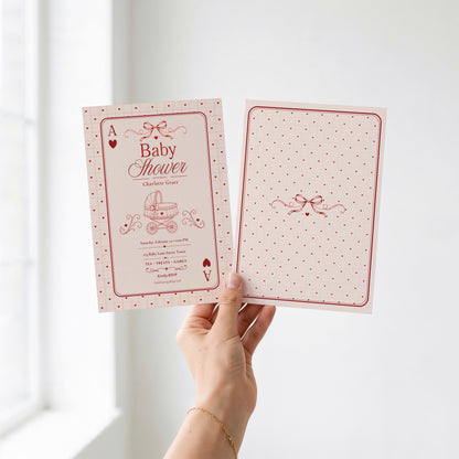 Card Deck Baby Invitation - Red