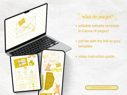 Yellow Bear Baby Shower Website