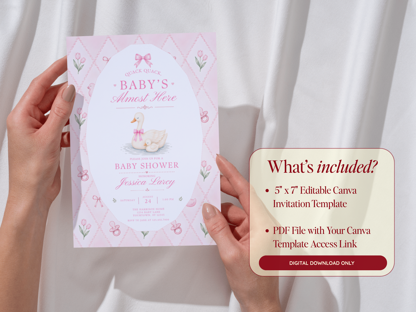 Silly Goose Baby Invitation - Pink