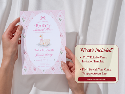 Silly Goose Baby Invitation - Pink