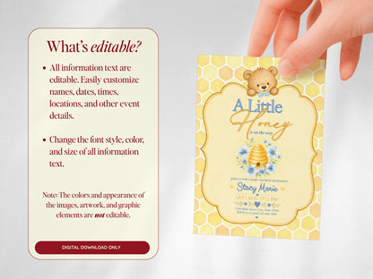 A Little Honey Yellow Baby Invitation - Blue