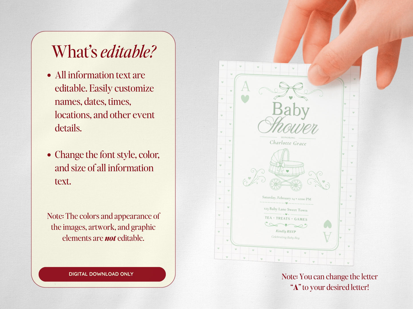 Card Deck Baby Invitation - Green