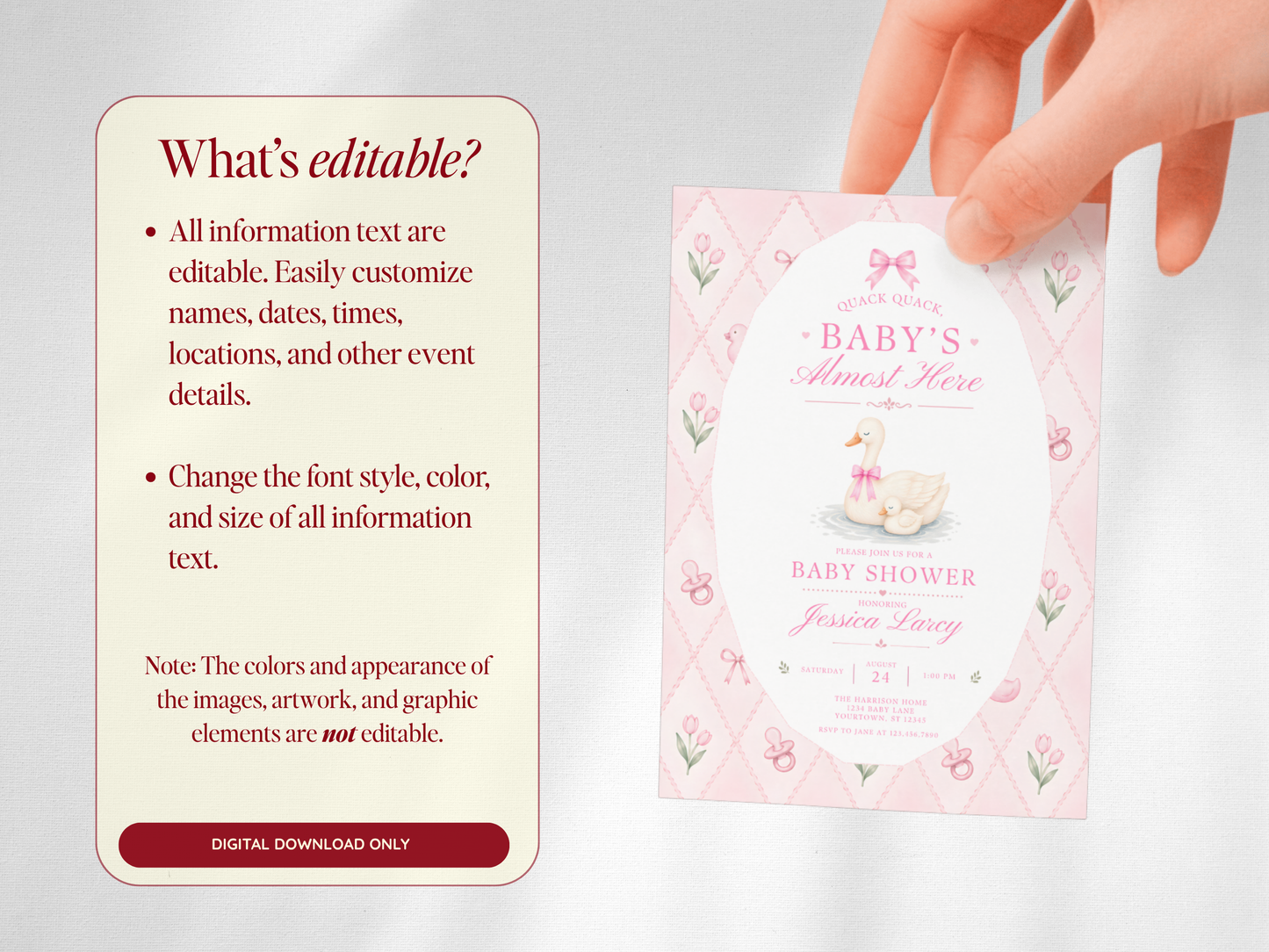 Silly Goose Baby Invitation - Pink