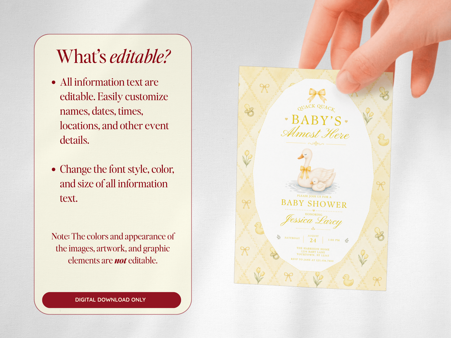 Silly Goose Baby Invitation - Yellow