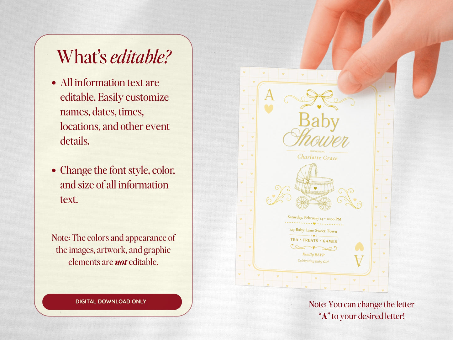 Card Deck Baby Invitation - Yellow