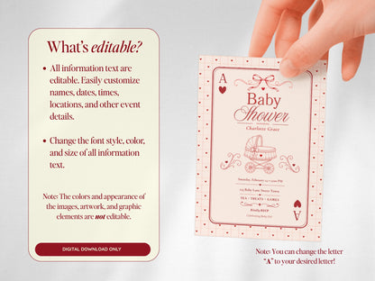 Card Deck Baby Invitation - Red
