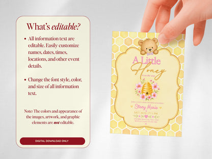 A Little Honey Yellow Baby Invitation - Pink
