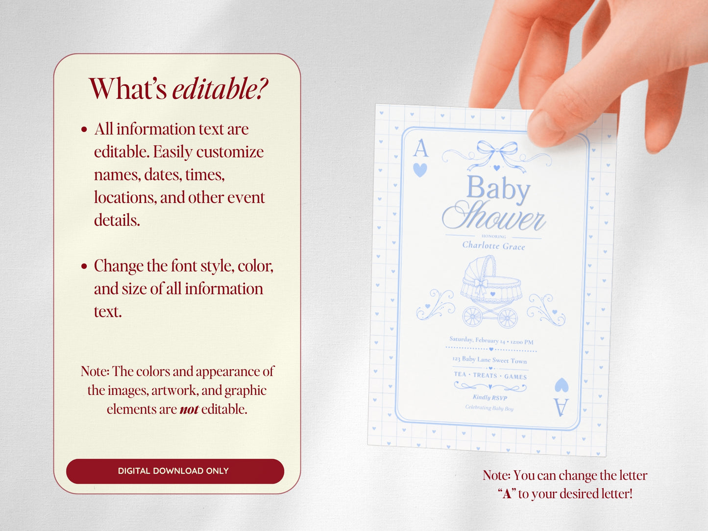 Card Deck Baby Invitation - Blue