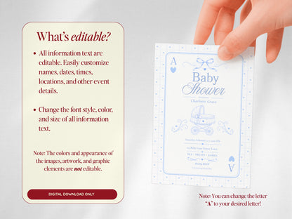 Card Deck Baby Invitation - Blue