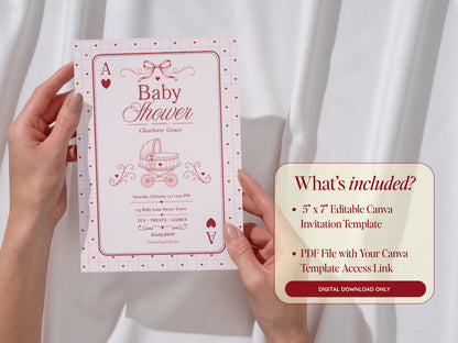 Card Deck Baby Invitation - Red