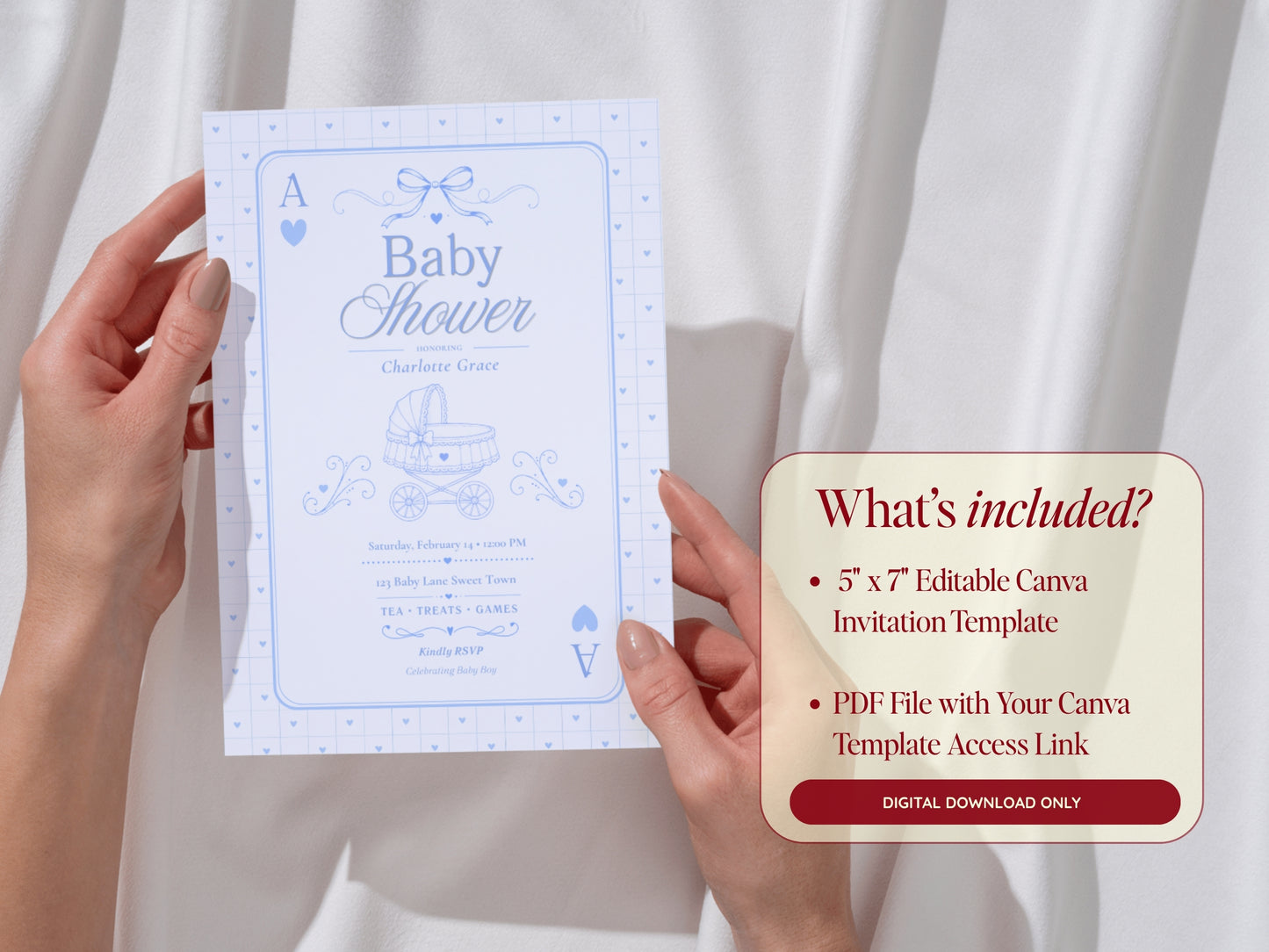 Card Deck Baby Invitation - Blue