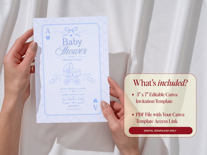 Card Deck Baby Invitation - Blue