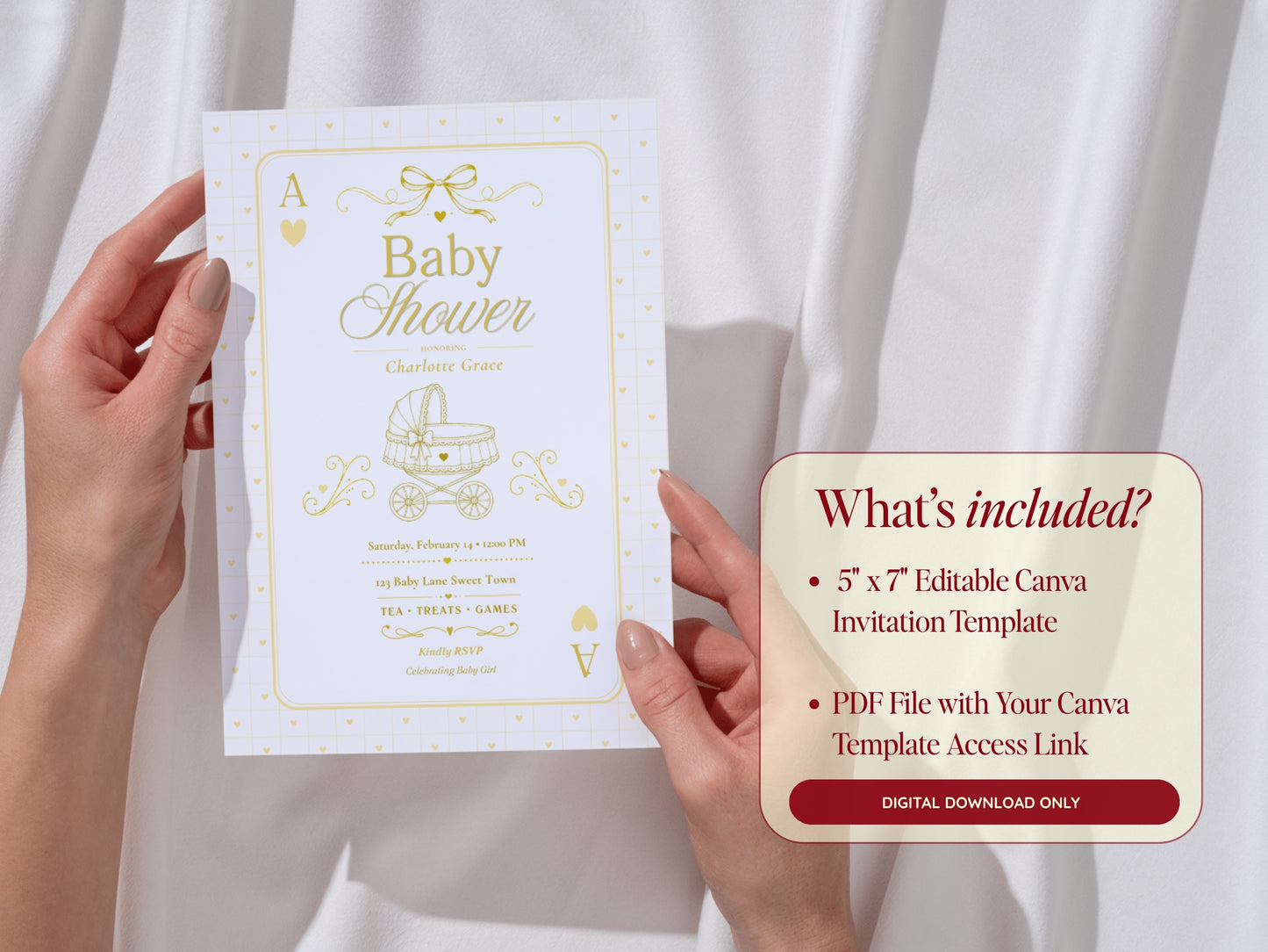 Card Deck Baby Invitation - Yellow