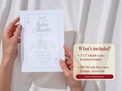 Card Deck Baby Invitation - Green