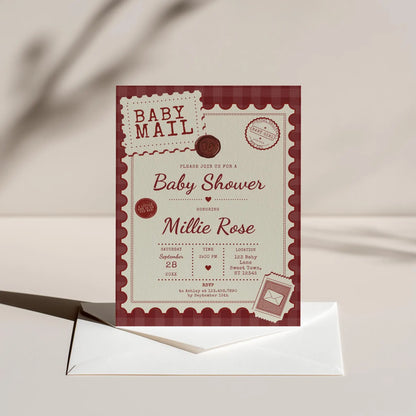 Baby Mail Baby Invitation - Red