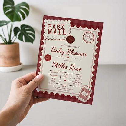 Baby Mail Baby Invitation - Red