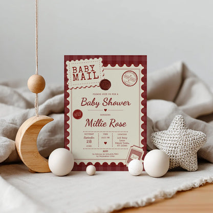 Baby Mail Baby Invitation - Red